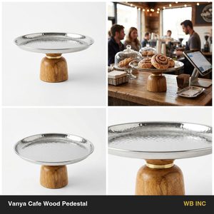 Handmade 22 cm SS304 Mirror Steel Cake Stand Food Safe Wood Pedestal for Cafe Home Decor Hotel & Wedding Table <b>Molded</b> Cake Tools - Product Image 6
