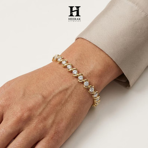 Pulsera de tenis de lujo S-Link Wave con diamantes para mujer, pulsera de eternidad de oro de 14K con diamantes cultivados en laboratorio, joyería nupcial de alta calidad - Product Image 4