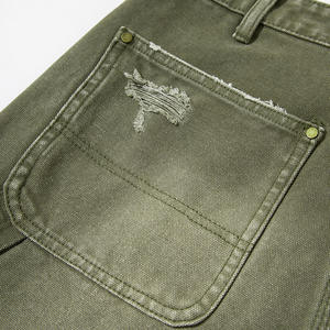 Shorts en jean unisexe délavé à l'acide avec fermeture éclair, personnalisables, grandes tailles, respirants, pour l'été, en denim délavé à la pierre - Product Image 3