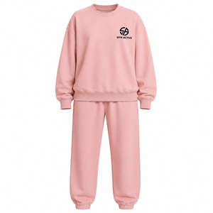 Women Brown Eco-Friendly Polyester/Cotton Pullover Tracksuit Set Oversized <b>Sweatshirt</b> Wide Leg Jogger Pants Front <b>Gym</b> Active - Product Image 2