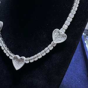 Heart Cuban Link <b>Chain</b> Necklace 925 Silver Moissanite Diamond Hip Hop Bling Jewelry <b>Rapper</b> Style Party Wear Gift - Product Image 3