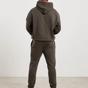 Ensemble sweat-shirt et pantalon de survêtement gris unisexe grande taille, vêtements de sport décontractés, design 2-en-1, couleur unie, manches longues, polaire, 100% coton, hiver - Product Image 2