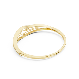Bracelet jonc ouvert en or jaune de luxe avec diamants et cristaux, élégant pour femme, idéal pour mariage et anniversaire - Product Image 3