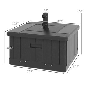 Base per Ombrellone da Esterno 3-in-1 Nera con Ruote, Maniglie, Tavolino e Fioriera con Foro, Capacità 175 Libbre - Product Image 3