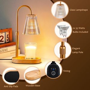 Lámpara Calentadora de Velas Eléctrica con Temporizador, Intensidad Regulable y Altura Ajustable, Lámparas de Vidrio y Quemador de Frascos para Velas de Cera - Product Image 3
