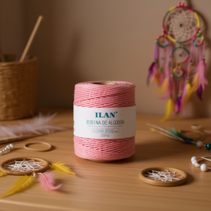 Cordel de algodón rosa de 2 mm, 250 g, para la elaboración de atrapasueños - Product Image 2