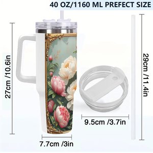40oz Stainless Steel Tumbler With Lid Floral Design Travel <b>Mug</b> - Product Image 4
