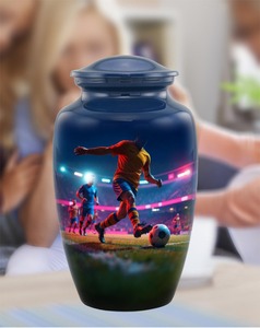 Urne funéraire de football pour cendres, taille adulte, en alliage métallique avec sac en velours, 10 pouces - Product Image 5