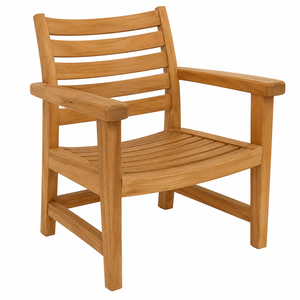 Chaise de jardin d'extérieur en teck massif, design contemporain, écologique, durable, imperméable, confortable, à lattes verticales, pour villa et parc - Product Image 1