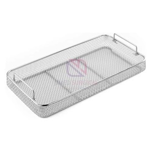 Reusable Stainless Steel Sterilization Mesh Tray 10x9.5x4 | OEM Custom Wire Mesh <b>Box</b> <b>Drop</b> Handle Manual Medical Surgical Use - Product Image 6