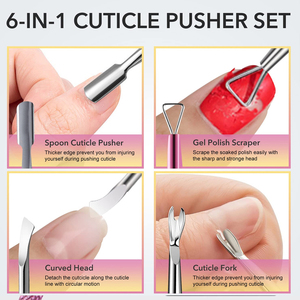 Lightweight All-in-One Professional Cuticle Care Tool Sets Durable Stainless Steel <b>Nail</b> Art Maintenance <b>Kit</b> With Textured Grip - Product Image 6