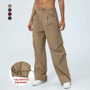 HANO 2024 Nuevos Pantalones de Mujer con Costuras Decorativas, Cintura Media, Estilo Básico con Cordones, Pantalones Cargo de Pierna Recta, Corte Holgado - Product Image 1
