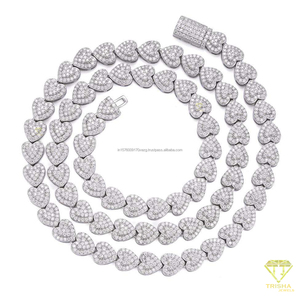 Collar de Plata de Ley 925 con Diamante Moissanita en Forma de Corazón, Diseño Enlazado Repetido, Joyería Elegante para Mayoristas y Minoristas - Product Image 4