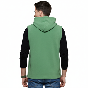 100% Polyester Polar Fleece Sleeveless Hoodie <b>for</b> Men Custom Pullover Fitness Gym <b>Jacket</b> Designer Print Solid Pattern Hooded - Product Image 6