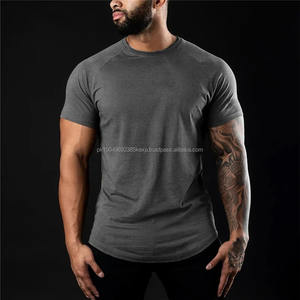 T-shirt de sport pour homme, vêtements de fitness d'été, col rond, manches courtes, t-shirt en coton, coupe ajustée, t-shirt de musculation, hauts d'entraînement - Product Image 6
