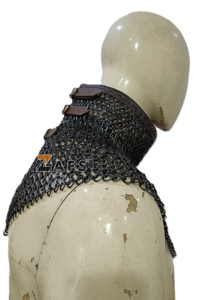 ชุดเกราะอัศวินแบบยุคกลางแท้ ดีไซน์โบราณ ขนาด 09 มม. พร้อมปลอกคอเหล็กถักแบบวงแหวน ตกแต่งด้วยหนังอย่างดี ทำด้วยมือ สำหรับแต่งกาย - Product Image 5