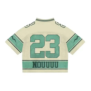 Camiseta deportiva retro de béisbol con malla, cuello en V clásico a rayas, de alta calidad, que absorbe la humedad, con letras frontales - Product Image 5