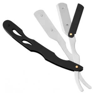 New Arrival Hot Sale Stainless Steel <b>Straight</b> Razor OEM Service Custom Logo Wholesale MOQ Barber Shavette Foldable Blade Tool - Product Image 2