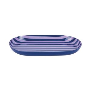 Modern Pink Striped Enamel Metal Serving <b>Tray</b> Oval Decorative Coffee <b>Table</b> Platter Handcrafted Iron <b>Tray</b> for Party Home Decor - Product Image 3