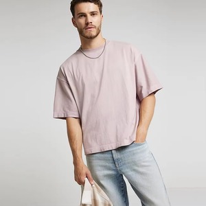 New Arrival Men's <b>Boxy</b> <b>T</b>-<b>Shirts</b> OEM Supply Solid Neck 100% Cotton Knitted Jersey Drop Shoulder Oversized Printed Quick Dry - Product Image 3