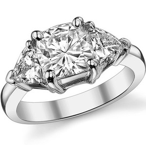 Bague Trio en Moissanite pour Femme, en Argent Sterling 925 Plaqué Or 18K, Coupe Coussin, Sertie à Griffes, pour Fiançailles, Mariage et Anniversaire - Product Image 1