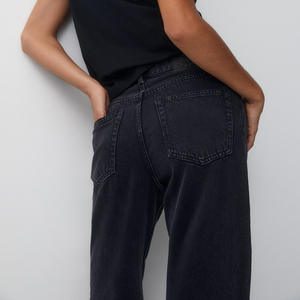 Jean en denim pour femme à taille haute, coupe ample et jambes larges, respirant et tendance, personnalisable, à prix abordable - Product Image 6