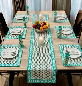 Premium Quality Cotton Floral Modern Printed Table Mat Set Matching <b>Runner</b> Durable Eco-Friendly for Dining Decor Wholesale Price - Product Image 6