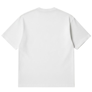 เสื้อยืดผู้ชายทรงโอเวอร์ไซส์ สวมใส่สบาย สีขาว แขนสั้น คอกลม ผ้าฝ้ายนุ่ม สไตล์ลำลอง สตรีทแวร์ พร้อมโลโก้เล็กๆ ที่อก - Product Image 2