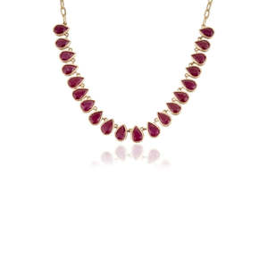 14K Gold Pear Cut Natural <b>Ruby</b> Vintage Statement <b>Necklace</b> - Product Image 2