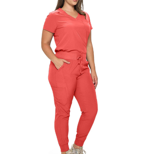 Ensemble deux pièces pour femmes, hauts à manches courtes à col en V, pantalon de jogging, ensemble de blouses médicales élastiques à séchage rapide pour infirmières - Product Image 5