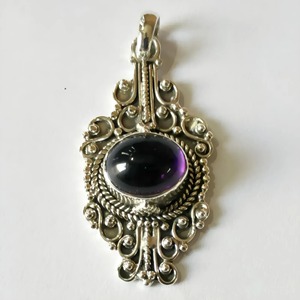 Amethyst Handmade Pendant with Sterling Silver Bezel Setting Natural Purple Oval Gemstone Boho Jewelry February Birthstone - Product Image 3