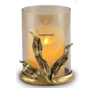 Support de bougie Hurricane Stand avec couvercle en verre pour mariage, nouveau design, romantique, en métal doré, de la marque Hurricane Company - Product Image 4