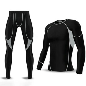 Ensemble de fitness compressif 2 pièces pour hommes, respirant, pour la gym et la course à pied, vente en gros personnalisée - Product Image 1