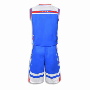Conjunto de Uniforme de Baloncesto Sublimado Azul de Alta Calidad, Reversible, de Malla, de Secado Rápido, Tallas Grandes, Servicio OEM, Venta al Por Mayor - Product Image 3