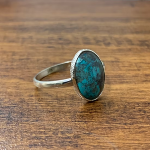 925 <b>Silver</b> Natural Blue Oval Matrix Turquoise <b>Ring</b> - Classic Minimalist <b>Solitaire</b> Statement Jewelry Designer Collection - Product Image 2