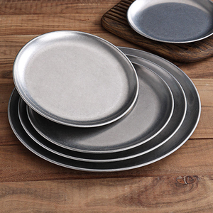 Plateau de service en acier inoxydable, plat à fruits et desserts de luxe vintage en métal, plat peu profond pour la maison, les fêtes et les déjeuners - Product Image 3