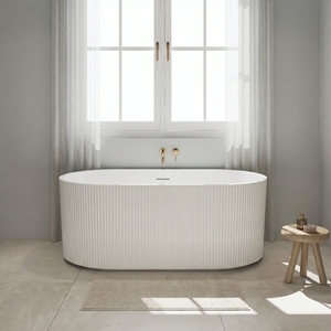Model FW-3307-59 Modern Style <b>White</b> <b>Acrylic</b> Freestanding Bathtub Fluted Design for Indoor Bathroom Use - Product Image 3