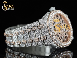 Montre automatique pour homme en moissanite, fabriquée à la main, personnalisable, pour les occasions spéciales, cadran rond analogique avec affichage jour et date, fabriquée en Inde - Product Image 2
