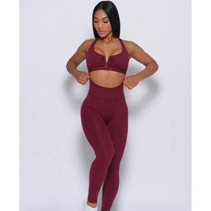 Ensemble de leggings de yoga taille haute et soutien-gorge de sport haut de gamme, vêtements de sport sans couture, respirants, pour femmes, pour la gym et le yoga - Product Image 4