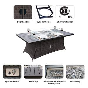 PE Rattan and Aluminium <b>Patio</b> Dining Fire Pit <b>Table</b> Elegant Outdoor <b>Tables</b> <b>Only</b> - Product Image 5