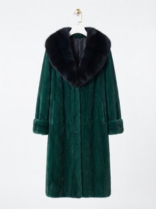 Manteau en fausse fourrure de vison noir pour femme, extra long, col rabattu, chaud, pour l'hiver, OEM - Product Image 6