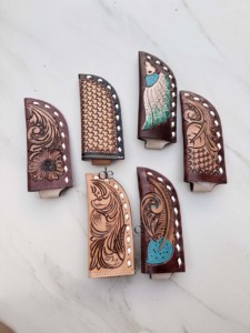 Hot Sale High Quality Hand <b>Tooled</b> <b>Leather</b> Knife Sheath Hunting Accessories Genuine <b>Leather</b> Feather Design Knife Cover <b>Pouch</b> - Product Image 5
