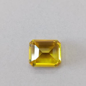 Zafiro amarillo cultivado en laboratorio, piedra preciosa suelta de calidad premium, corte esmeralda, claridad brillante, piedra facetada para la fabricación de joyas. - Product Image 2