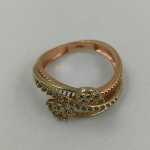 Elegante Anillo de Diamantes Reales en Oro Sólido de 14K de Dos Tonos, Montura Fina, Joyería de Lujo para Mujer, Proveedor Mayorista OEM - Product Image 1