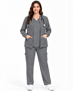 Ensemble de 3 pièces d'uniformes médicaux respirants grande taille avec veste assortie pour médecins, infirmières, pharmacie et hôpital - Product Image 5