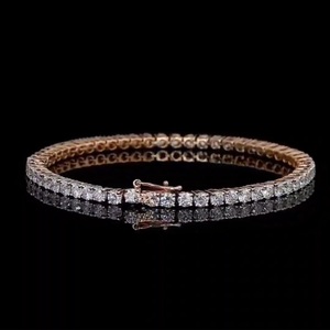 Pulsera de tenis de oro rosa de 14 quilates con diamantes de corte brillante cultivados en laboratorio, joyería de moda unisex para regalo y uso diario. - Product Image 2