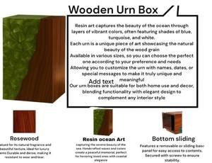 Urne funéraire en résine aquatique et bois de noyer, boîte de crémation artisanale moderne, urne commémorative artistique en résine ondulée pour cendres humaines ou d'animaux - Product Image 3