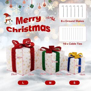 Juego de 3 Cajas de Regalo Navideñas Iluminadas con 48 Luces Cálidas Brillantes para Decoración Festiva - Product Image 4