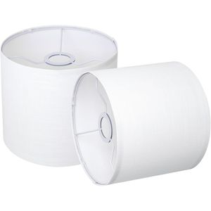 Ensemble de 2 petites abat-jour en lin blanc, 8,66'' en haut x 8,66'' en bas x 7,87'' en hauteur - Product Image 1