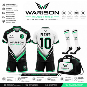 OEM Service Custom Football Teamwear Soccer Uniform Set White Black Orange Soccer Jersey Shorts Socks Sports Bag Set - Product Image 6